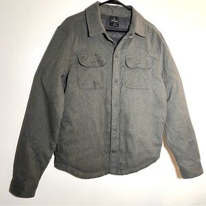 PrAna Quilt Lined Duck Down Snap Shirt Jacket Flannel Mens S Gray Coat Recycled